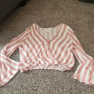 Striped Pink and White Women's Top